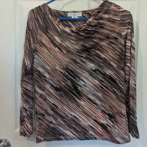 Liz Claiborne Size Petite Medium Multicolored Striped Blouse